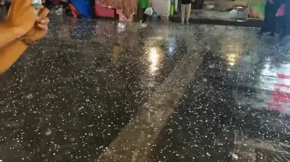 بارش تگرگ در کاظمین  + فیلم 