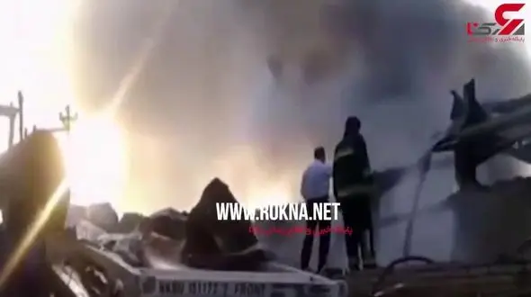 آتش گرفتن یک واحد تولید نهاده دامی در قم با ۱۷ مصدوم + فیلم 