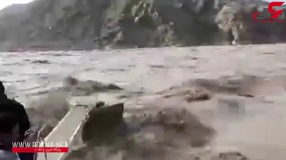 بارش باران و خروش رودخانه در دهستان برنطین + فیلم