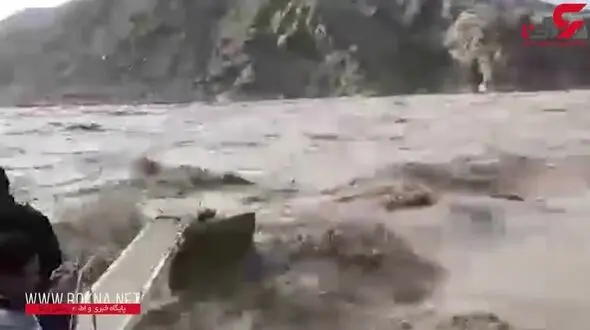 بارش باران و خروش رودخانه در دهستان برنطین + فیلم
