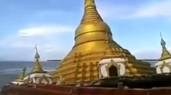 غرق شدن عجیب یک معبد بودایی + فیلم