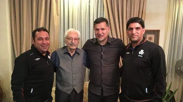 دایی و غلامپور به خانه استاد بازیگری ایران رفتند + عکس 