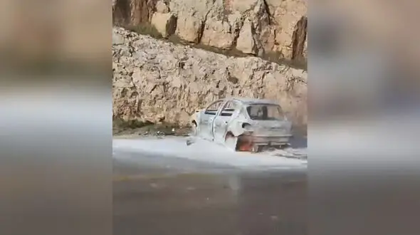 فیلم آتش گرفتن پژو 206 در تصادف هولناک / در ایلام رخ داد 