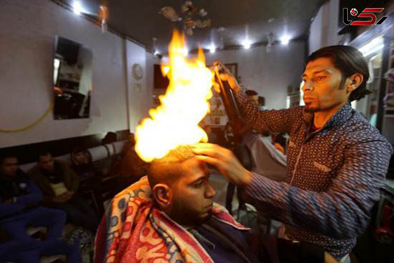 اصلاح حرفه ای موی سر با آتش+تصاویر