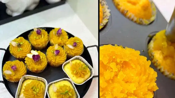 طرز تهیه کاپ کیک حلوا + فیلم
