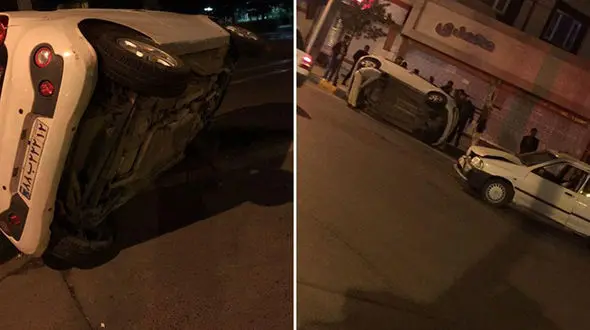 عکس / پراید خودروی MVM را در مشهد چپ کرد