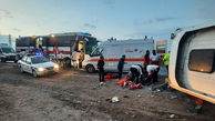 واژگونی خونین اتوبوس مسافربری در جاده سمنان + عکس
