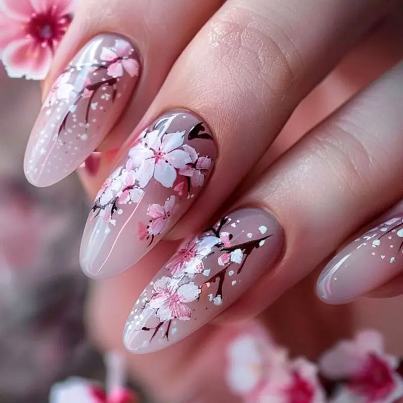 دیزاین ناخن بهاری گلدار فانتزی