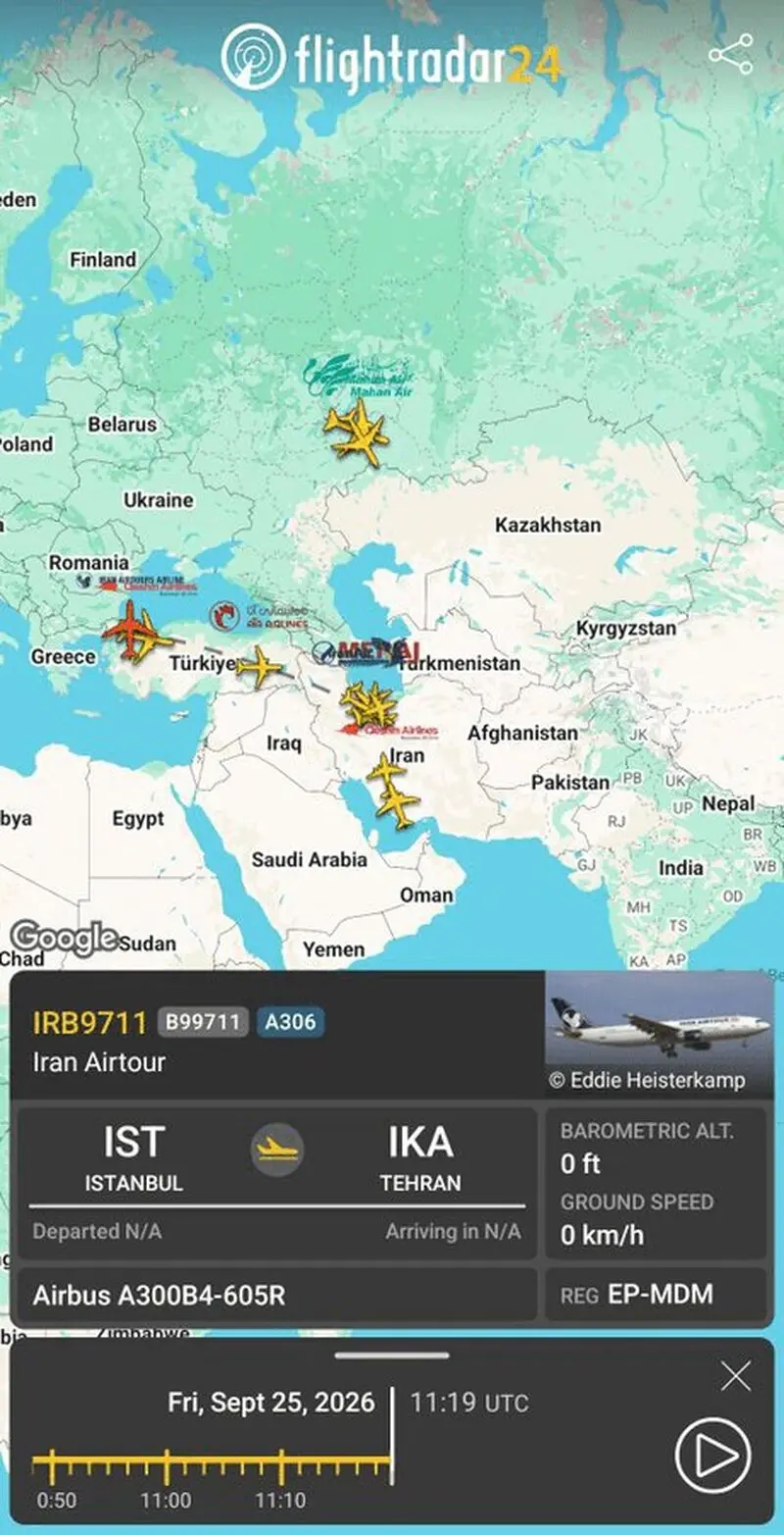 آخرین وضعیت آسمان ایران پس از محاصره هوایی آمریکا + تصاویر؛ هشدار به کشورهای همکار آمریکا