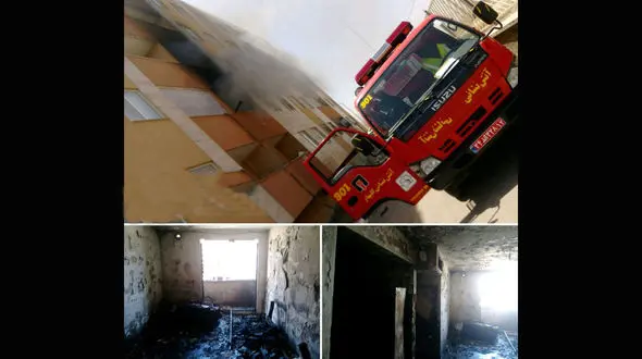 عملیات نجات 6 نفر در میان شعله های آتش در گلبهار + عکس 