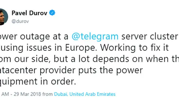 فیلتر شدن تلگرام واقعیت ندارد  / علت قطعی تلگرام در ایران