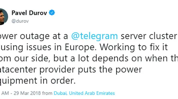 فیلتر شدن تلگرام واقعیت ندارد  / علت قطعی تلگرام در ایران