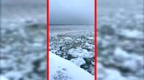 فیلم منظره عجیب کف زایی گسترده روی آب دریاچه میشیگان