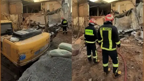 ریزش ناگهانی ساختمان در کنار محل گودبرداری