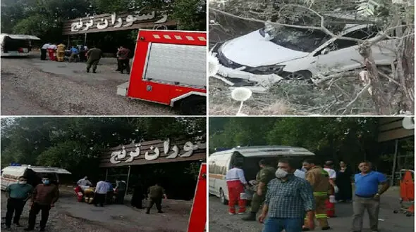 عکس وحشتناک از سقوط خودرو به دره در جاده هراز 