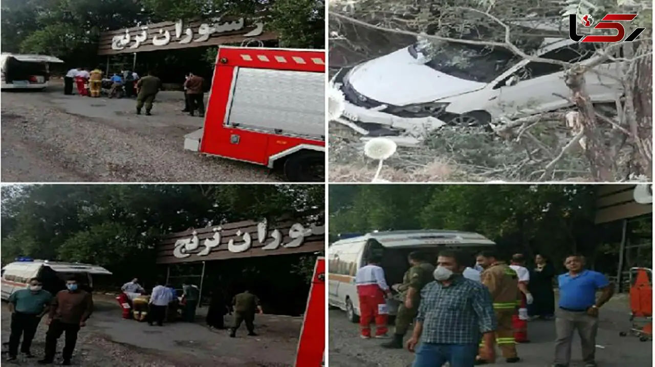 عکس وحشتناک از سقوط خودرو به دره در جاده هراز 