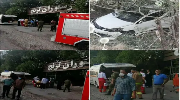 عکس وحشتناک از سقوط خودرو به دره در جاده هراز 