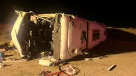 واژگونی یک اتوبوس پر از مسافر در جاده زاهدان
