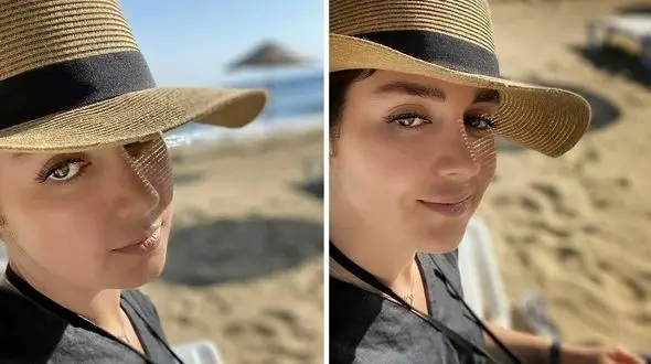 پوشش خاص خانم بازیگر معروف ایرانی در درکنار دریا + عکس