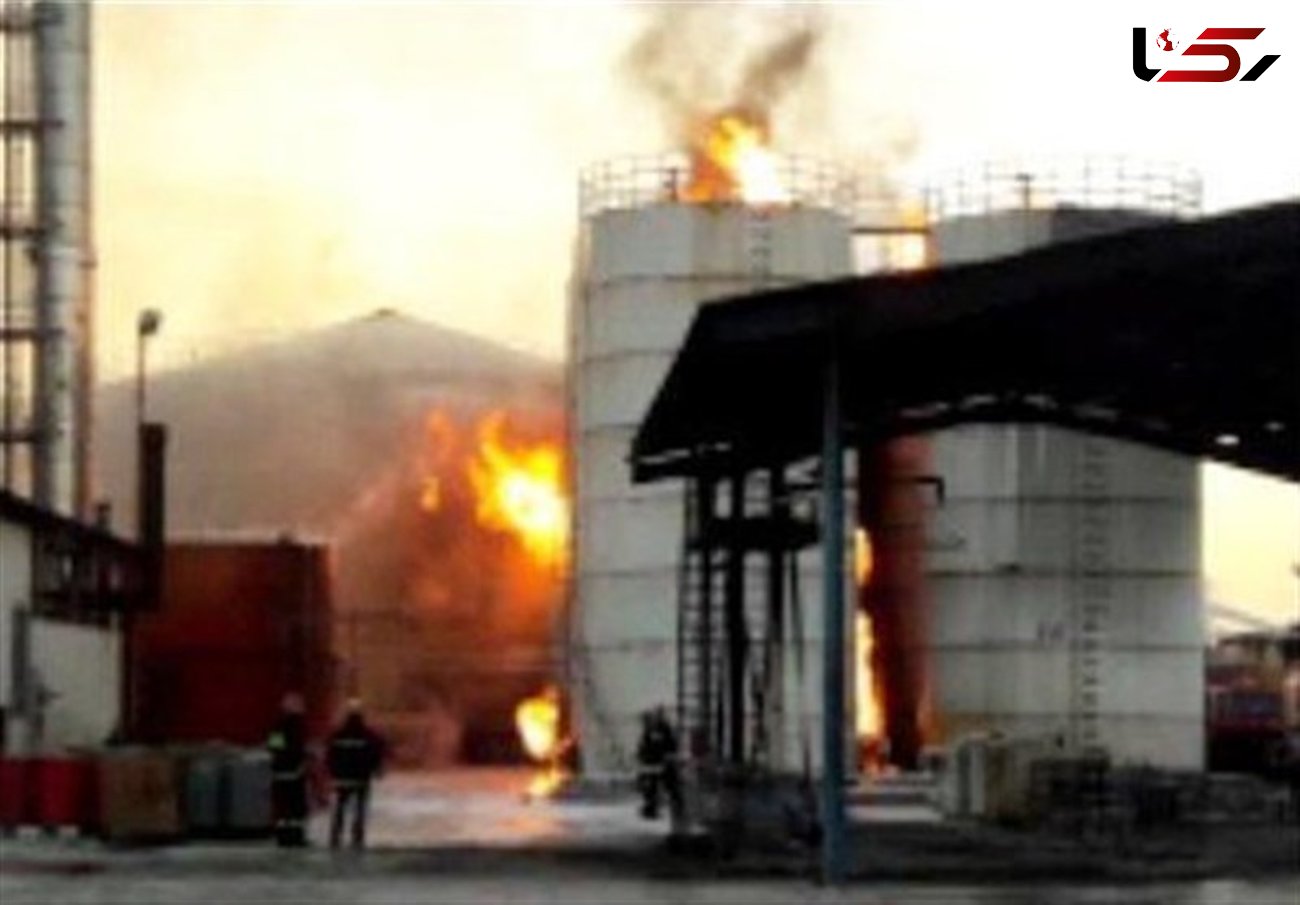 آخرین وضعیت انفجار یکی از مخازن کارخانه مشتقات نفتی کرمانشاه + عکس