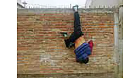 عکس دزد بدشانسی که بین زمین و آسمان آویزان ماند

