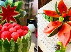 تزئین هندوانه یلدایی؛ 15 عکس زیبا برای الهام از طرح‌ های خلاقانه و مجلسی + فیلم