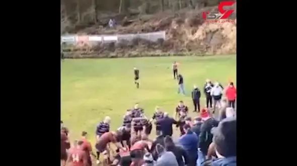 درگیری فیزیکی در مسابقه راگبی+ فیلم
