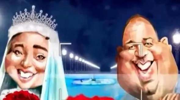 فیلم انیمیشن کاریکاتوری جشن عروسی نرگس محمدی و علی اوجی با ترانه رضا یزدانی و حضور فریبا نادری ...