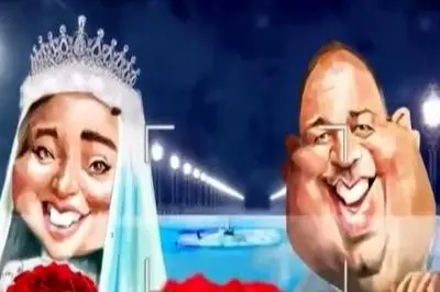 فیلم انیمیشن کاریکاتوری جشن عروسی نرگس محمدی و علی اوجی با ترانه رضا یزدانی و حضور فریبا نادری ...