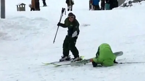 جنجالی که مرد مست در پیست اسکی راه انداخت+ فیلم