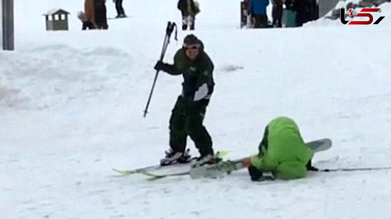 جنجالی که مرد مست در پیست اسکی راه انداخت+ فیلم