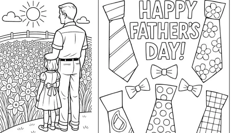 نقاشی ساده ی روز پدر برای رنگ آمیزی با پاستل گچی