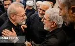 خوشحالی قاآنی و لاریجانی در مراسم شهید ایزدی + عکس