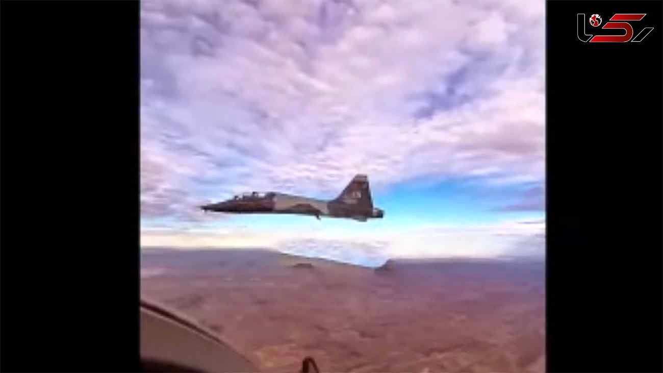 ببینید / حرکات نمایشی جذاب جنگنده اف 5 در آسمان از دید خلبان + فیلم