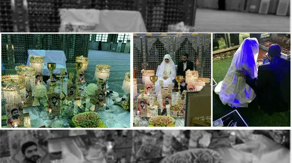 برگزاری مراسم عقد زوج جوان قائمشهری در جوار گلزار مطهر شهدای گمنام + عکس