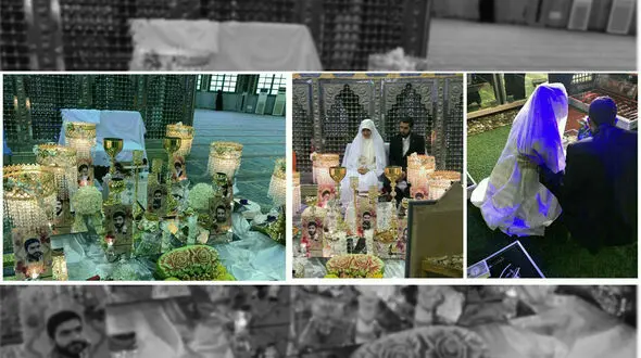 برگزاری مراسم عقد زوج جوان قائمشهری در جوار گلزار مطهر شهدای گمنام + عکس