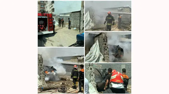 عکس / برشکاری تانکر گازوئیل در رشت حادثه ساز شد 