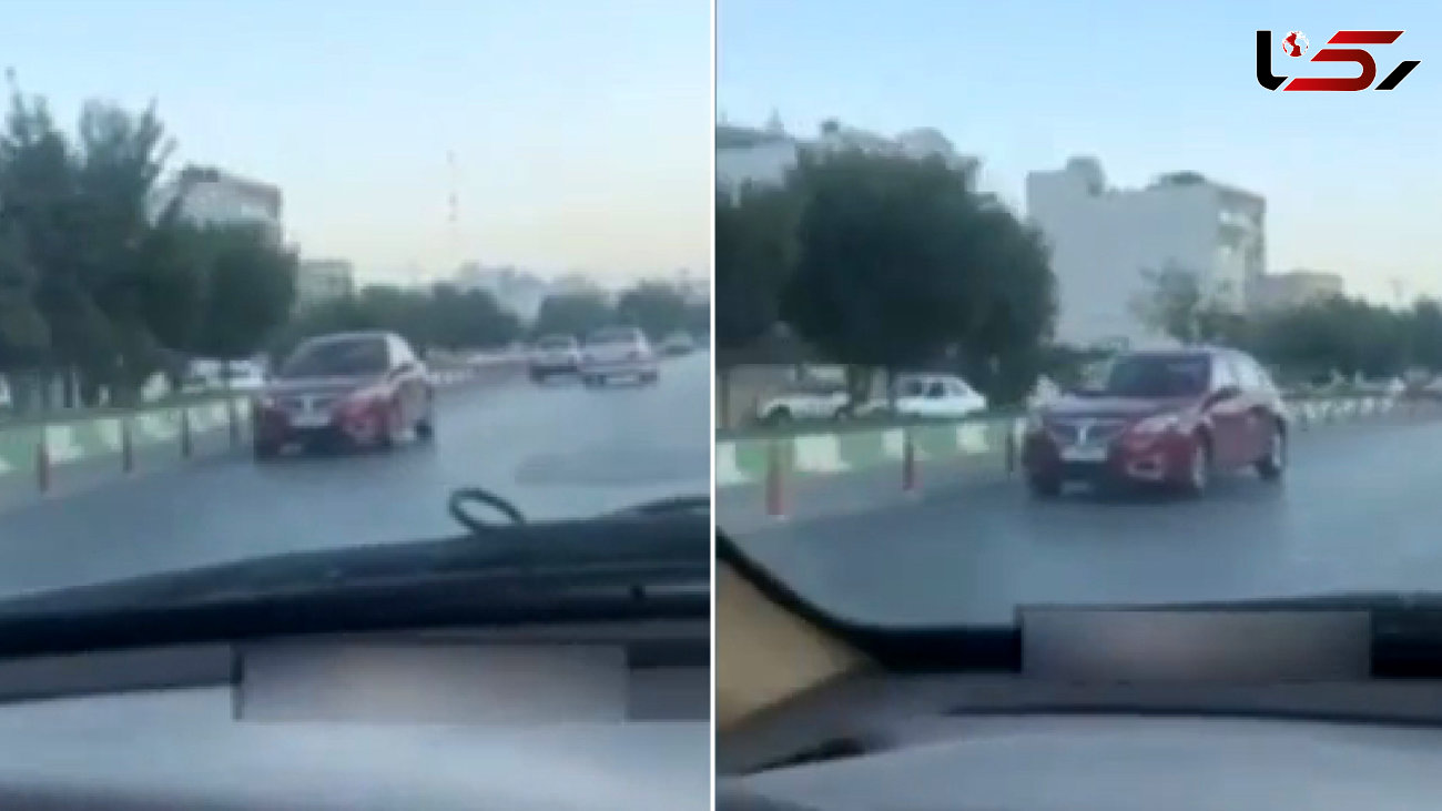 دنده عقب رفتن راننده شیرازی در وسط خیابان + فیلم عجیب