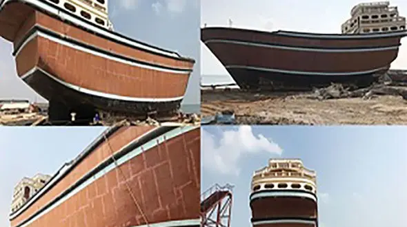 بزرگترین لنج فایبرگلاس صادراتی در قشم آب اندازی شد