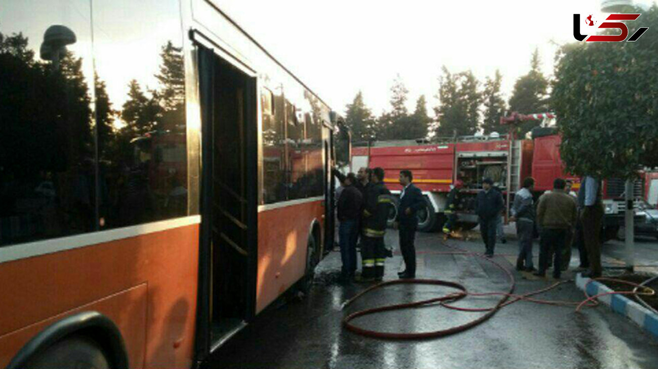 آتش گرفتن اتوبوس دانشگاه آمل+ عکس