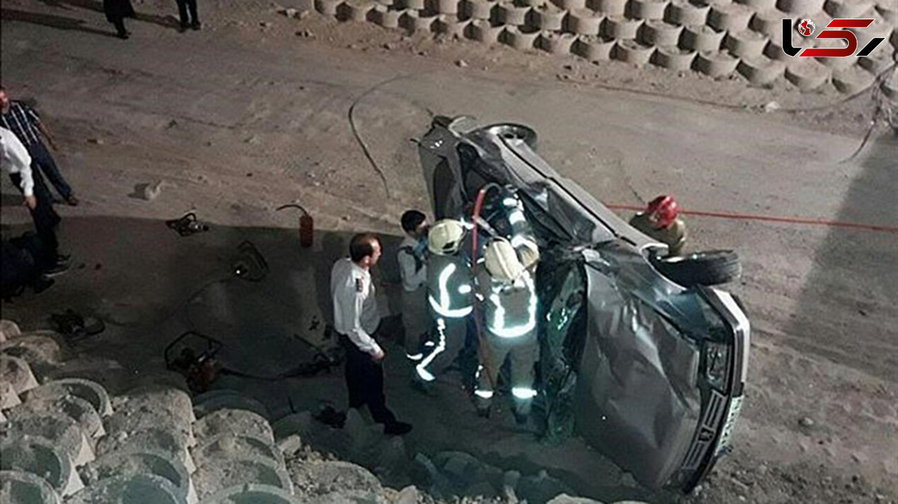  سقوط ۸ متری پژو ۴۰۵ یک کشته  برجای گذاشت+ عکس