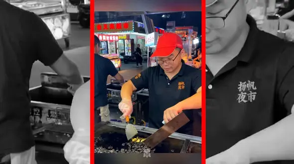 فیلم غذای عجیب چینی با سنگ های سرخ شده