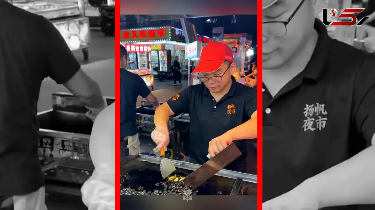 فیلم غذای عجیب چینی با سنگ های سرخ شده