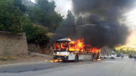 آتش سوزی وحشت آور در اتوبوس مسافربری سیروان