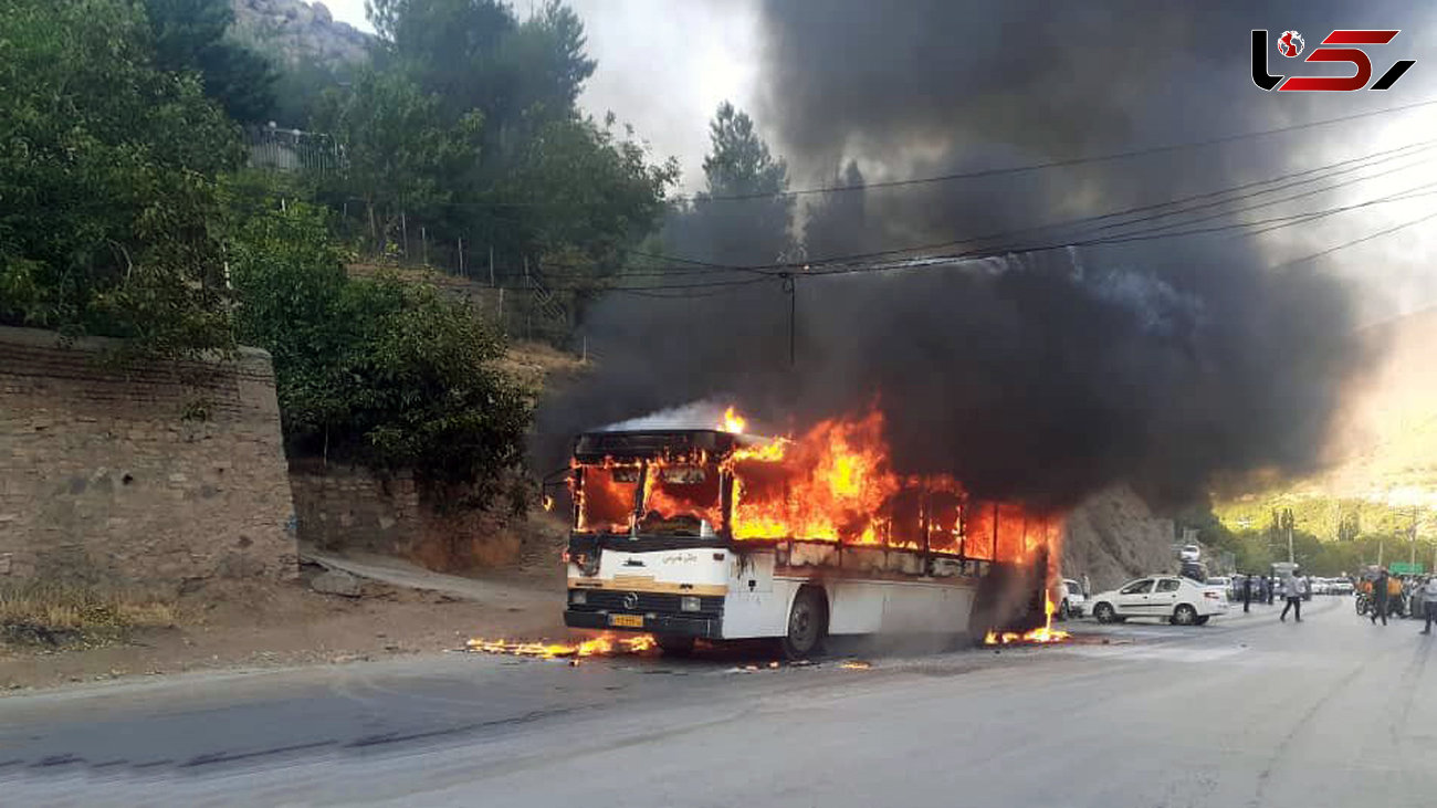 آتش سوزی در اتوبوس خالی از مسافر
