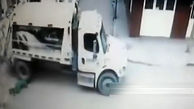 لحظه هولناک مرگ یک کارگر زیر کامیون + فیلم