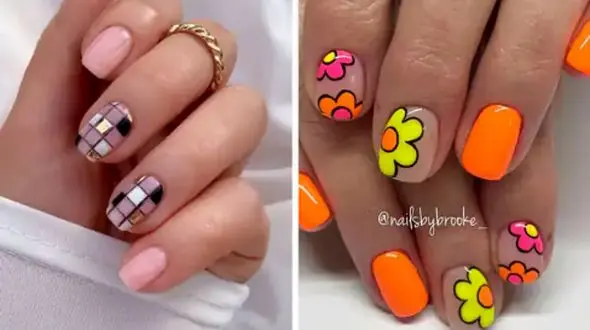 جدیدترین مدل‌ های ناخن کوتاه مربع با طراحی‌ های فانتزی و شیک