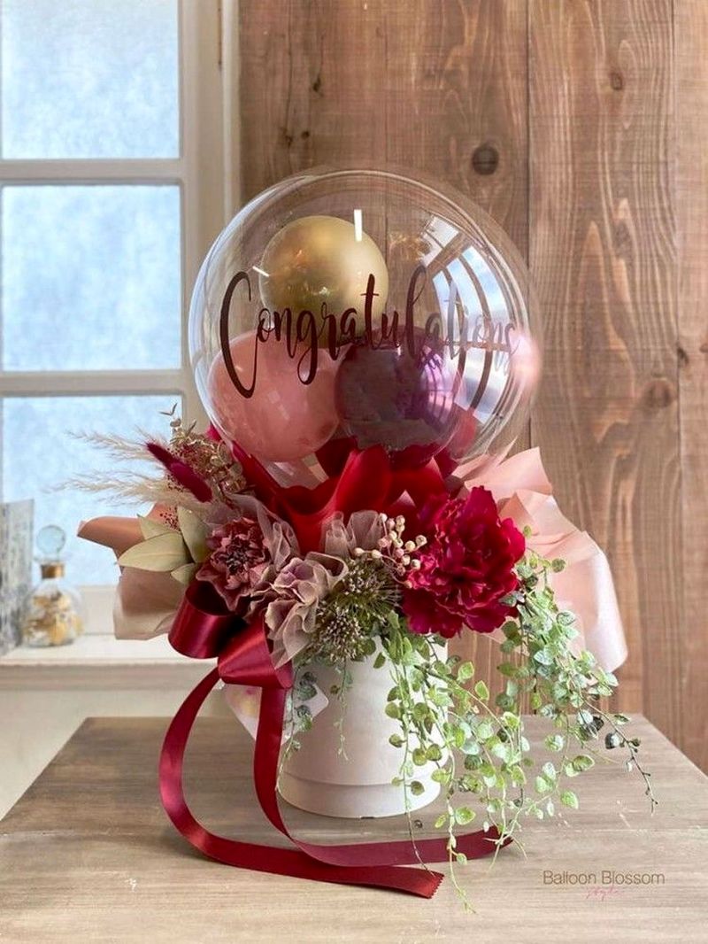 باکس گل بادکنک دار | 25 باکس گل بادکنک دار برای تولد و نوزاد بسیار جذاب در همه سبک و اندازه