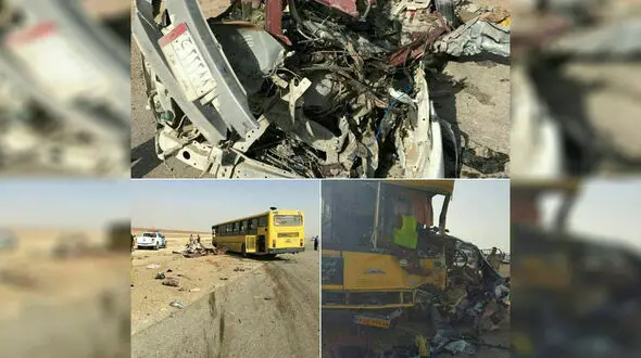 مرگ دلخراش 11 ایرانی در عراق +عکس  صحنه تصادف