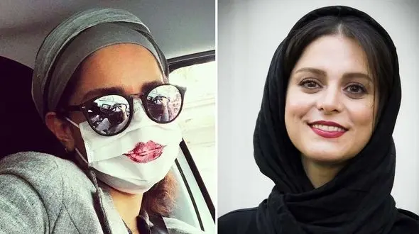 خانم بازیگر شهرزاد از روی ماسک رژلب زد + عکس